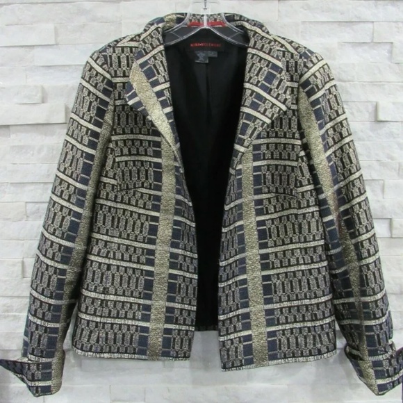 Nina McLemore Blue and Gold Metallic Jacket